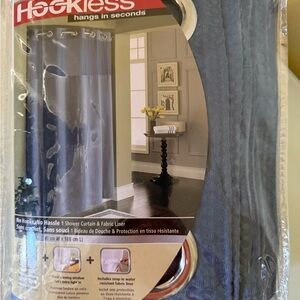 Hookless Blue  Shower Curtain with Liner
